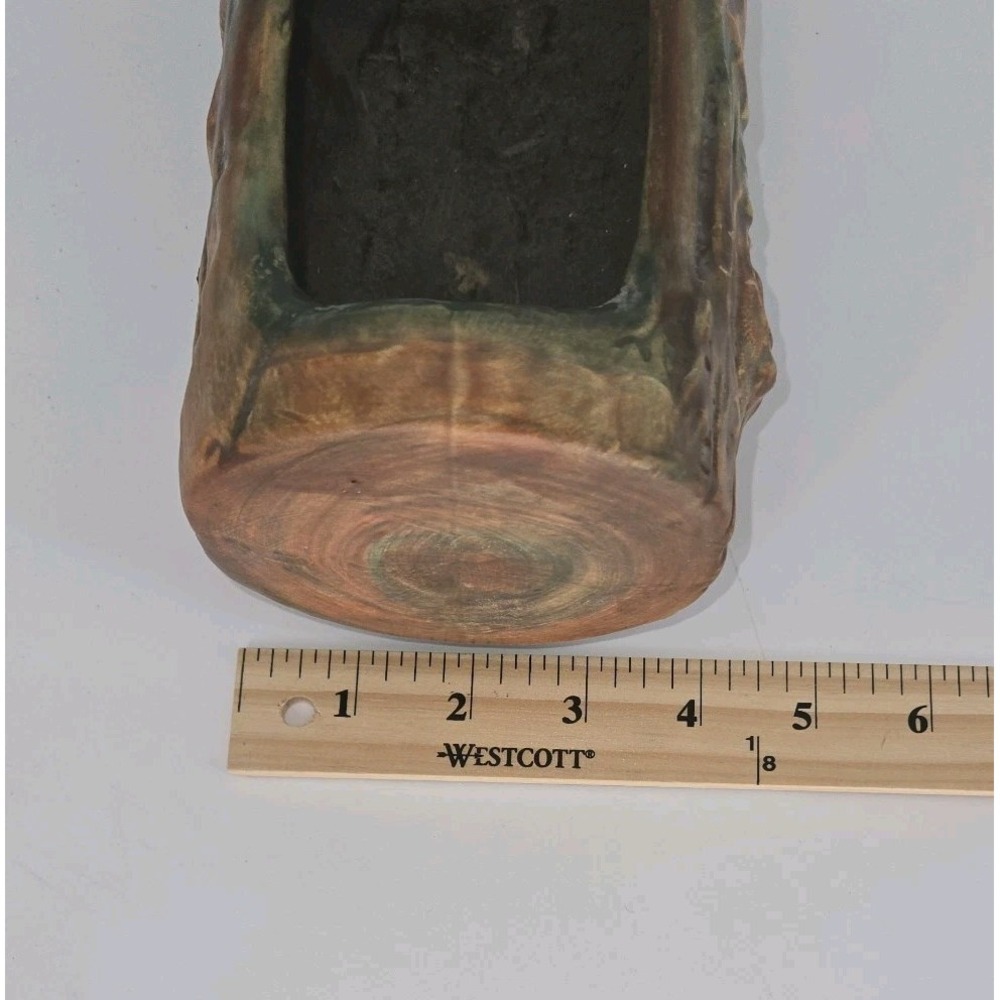 Antique Weller Pottery Woodcraft Oak Leaf Faux Bois Log Planter 1920s 10" - Picture 7 of 8